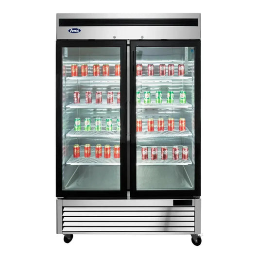 Atosa 54.38" MCF8707GR Bottom Mount Refrigerator, 2 Two Glass Door 44.8 Cu.Ft - MCF8707GR