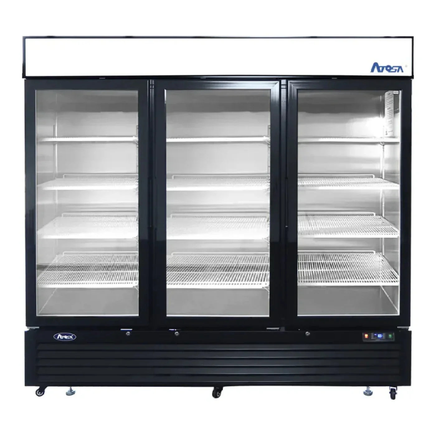 Atosa MCF8724GR 81.9" Glass Merchandiser, 3 Sections, Black Exterior 69.5   Cu.Ft - MCF8724GR