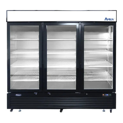 Atosa MCF8724GR 81.9" Glass Merchandiser, 3 Sections, Black Exterior 69.5   Cu.Ft - MCF8724GR