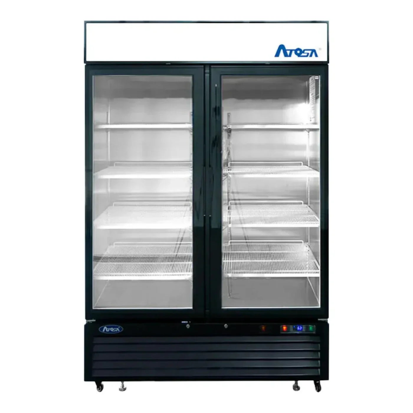 Atosa MCF8733GR 39.4" Glass Merchandiser, 2 Sections Black Exterior 28.5 Cu. Ft - MCF8733GR
