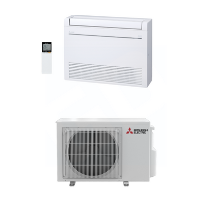 Mitsubishi MFZ-KX12NL & SUZ-AA12NLHZ 12,000 BTU 17.2 SEER2 Floor-Mounted Hyper Heating Heat Pump System - R454B - MFZKX12NL/SUZAA12NLHZ