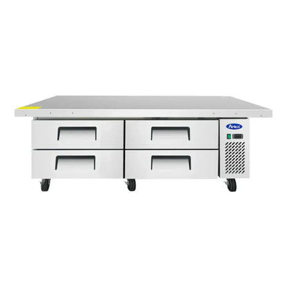 Atosa MGF8454GR 76" Four Drawer Refrigerated Chef Base, Extended Top 12.1 Cu.Ft - MGF8454GR