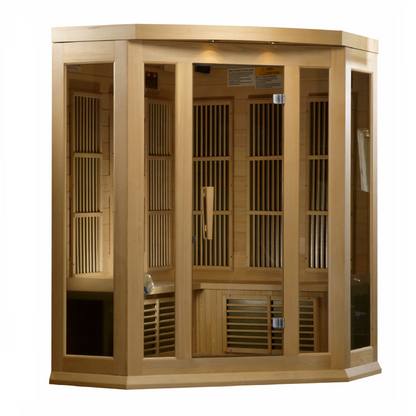Maxxus 3 Person Corner Low EMF Far Infrared Sauna Canadian Hemlock