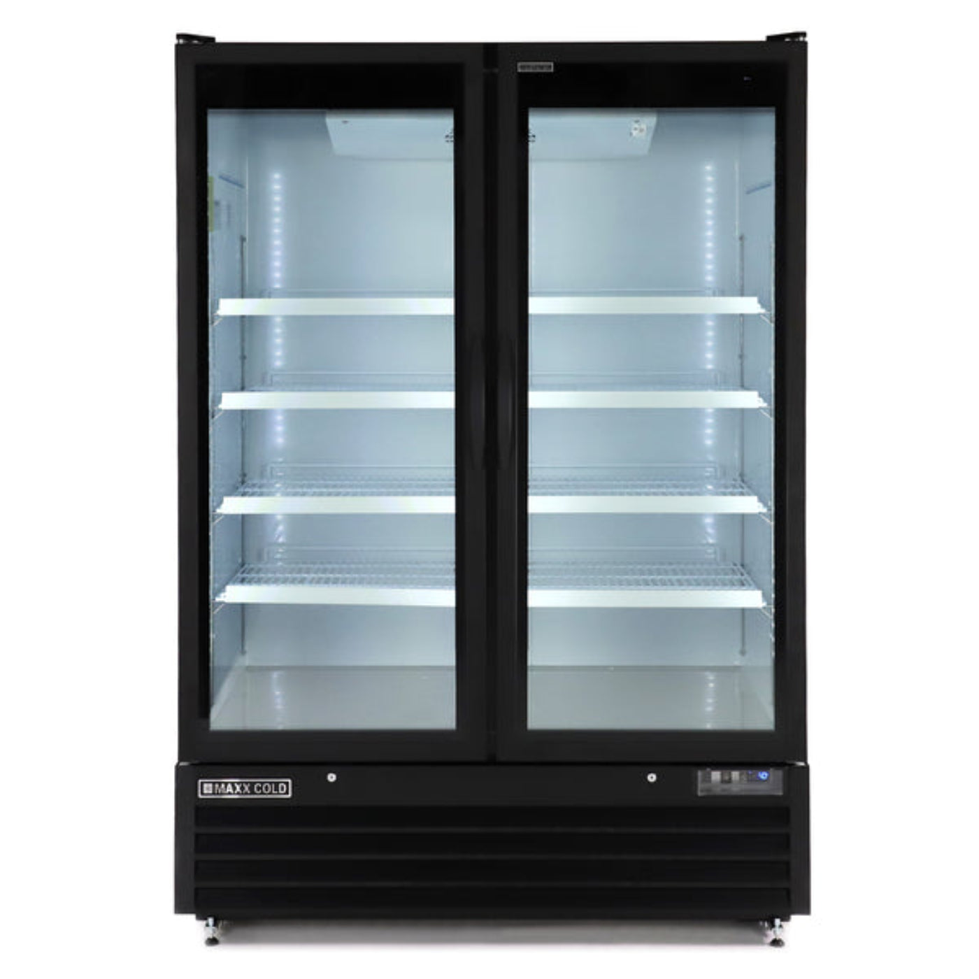 Maxx Cold Double Glass Door Merchandiser Refrigerator, Large Storage Capacity, 50 cu. ft., in Black - MXGDM-50RBHC