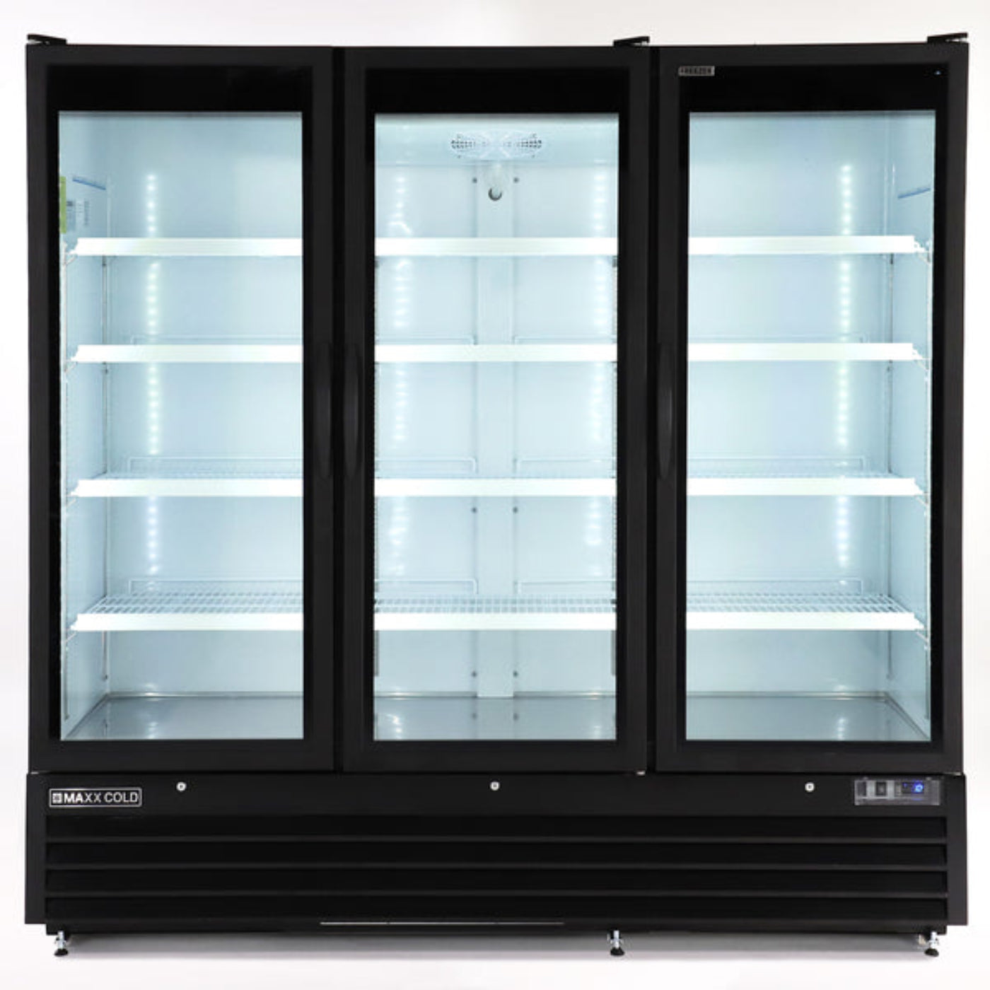Maxx Cold Triple Glass Door Merchandiser Freezer, Large Storage Capacity, 73 cu. ft., in Black - MXGDM-73FBHC