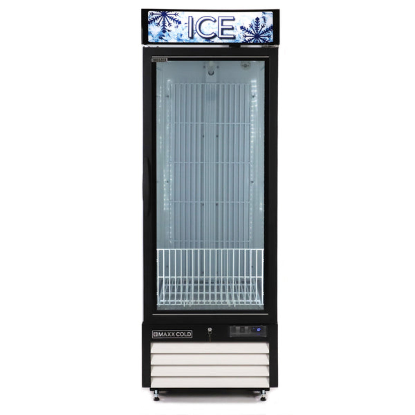 Maxx Cold Single Glass Door Ice Merchandiser Freezer, 23 cu. ft. Storage Capacity, in White - MXM1-23FHC-ICE