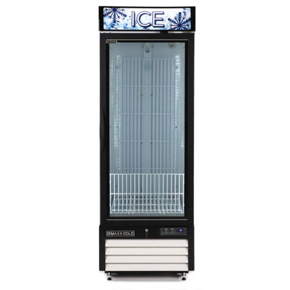 Maxx Cold Single Glass Door Ice Merchandiser Freezer, 23 cu. ft. Storage Capacity, in White - MXM1-23FHC-ICE