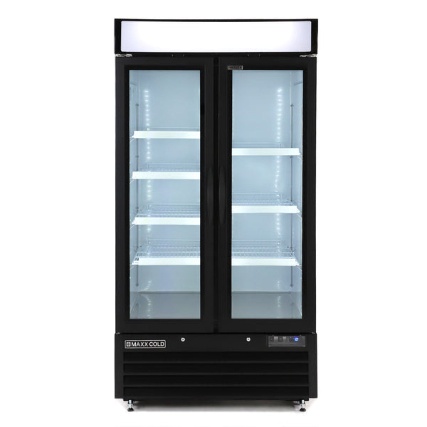 Maxx Cold Double Glass Door Narrow Width Merchandiser Freezer, Swing Style Door, 36 cu. ft., Black - MXM2-36FBHC