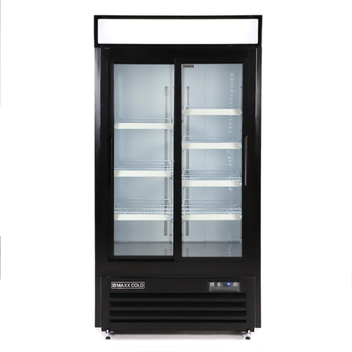 Maxx Cold Double Glass Door Narrow Width Merchandiser Refrigerator, Sliding Door, 36 cu. ft., White - MXM2-36RSHC