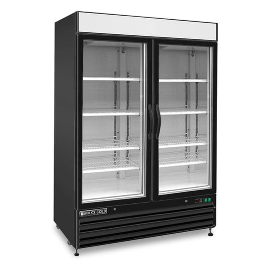 Maxx Cold Double Glass Door Merchandiser Freezer, Swing Door, 48 cu. ft., Storage Capacity, in Black - MXM2-48FBHC