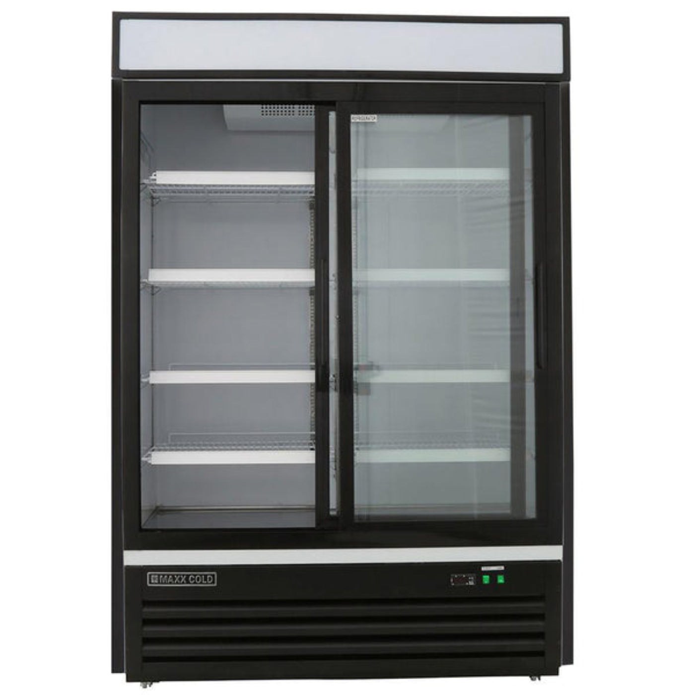 Maxx Cold Double Glass Door Merchandiser Refrigerator, Sliding Door, 48 cu. ft., in Black - MXM2-48RSBHC
