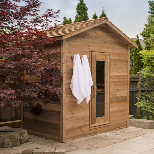 Dundalk LeisureCraft Knotty Cedar Outdoor Cabin Sauna - DLCKCOCS-5X6DBEH8KW