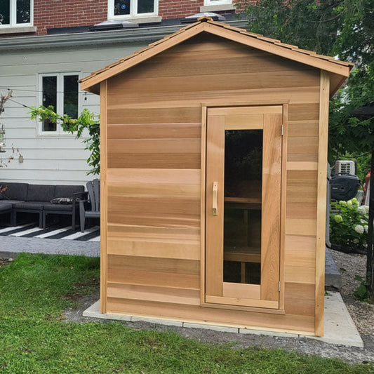 Dundalk LeisureCraft Clear Cedar Outdoor Cabin Sauna - DLCCCOCS5X6-8KW