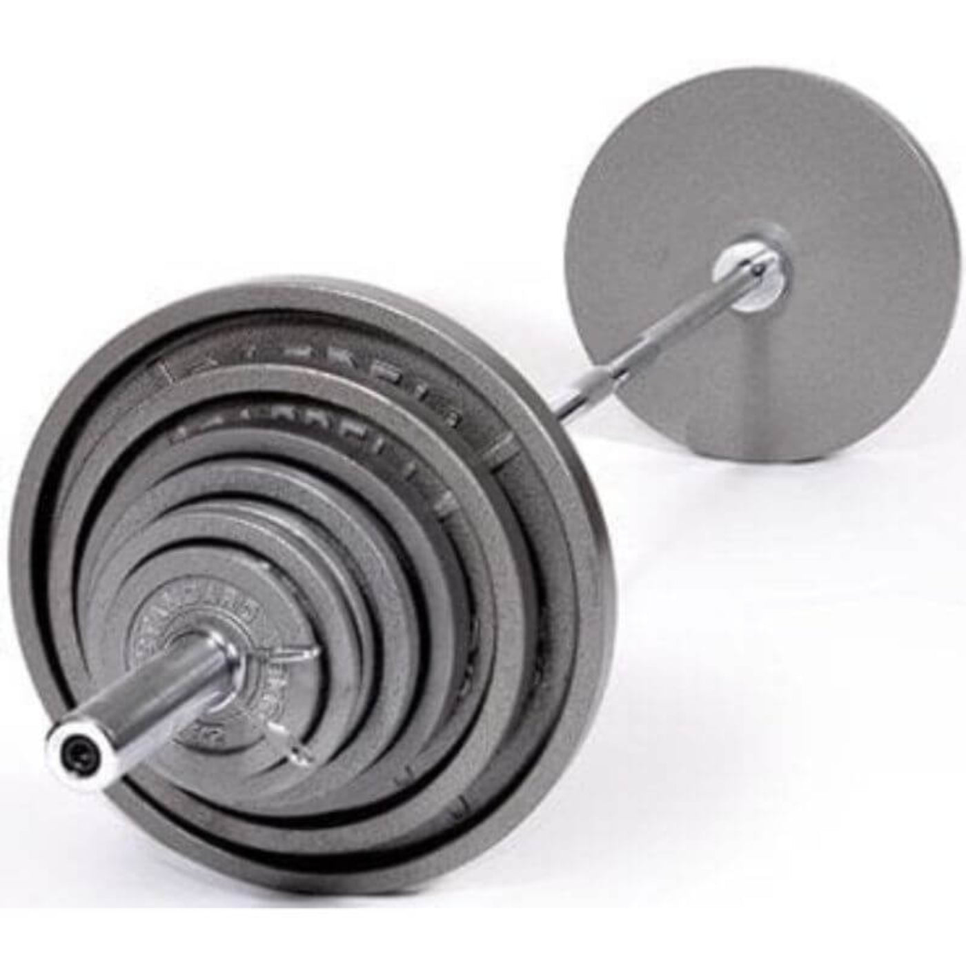 TROY USA by Troy OSS-300  Olympic 300lb Weight Set Gray Plates with Chrome Bar - OSS-300