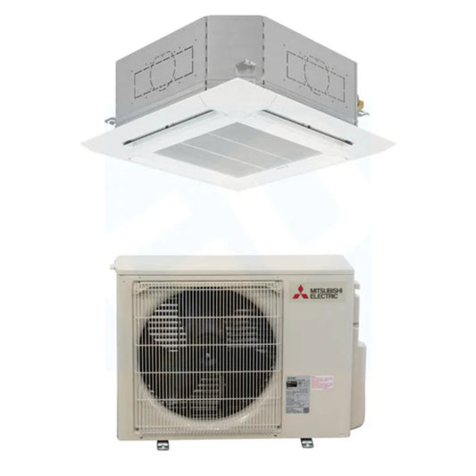 Mitsubishi PLA-AE18NL & PUY-AK18NL 18,000 BTU 24.7 SEER2 Ceiling Cassette Cooling Only System - R454B - PLAAE18NL