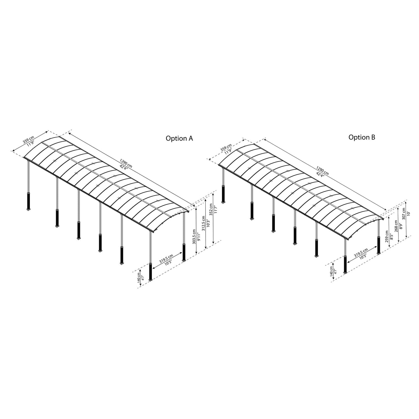Palram Canopia | Arcadia Alpine RV Carport 12x42x11.5 ft - HG9129