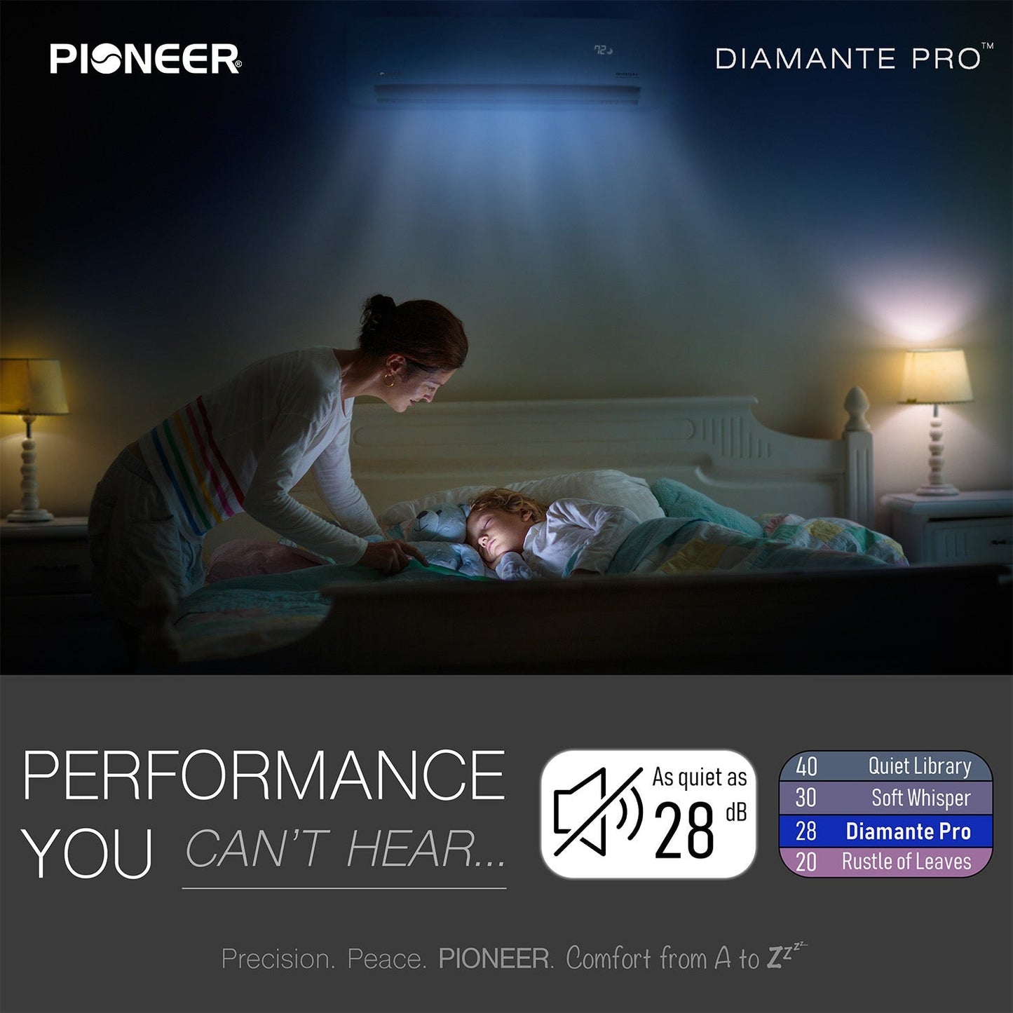 Pioneer Diamante Pro™ 24,000 BTU 21 SEER2 230V High-Wall Ductless Mini-Split Air Conditioner Inverter Heat Pump with 16 Ft. Kit - WYT024GLSI20RL