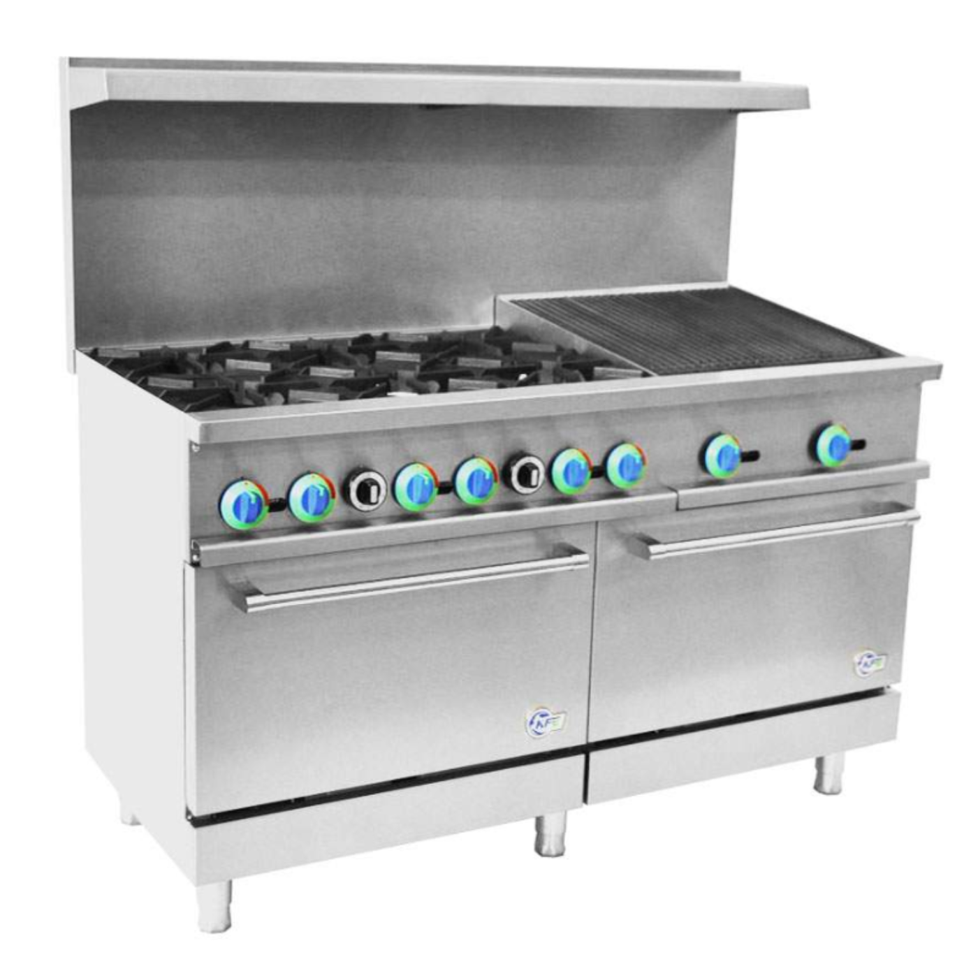 Chef AAA - R60-24CB, Commercial 60" 6 Burner with 24" Charbroiler Gas Oven Range - R60-24CB