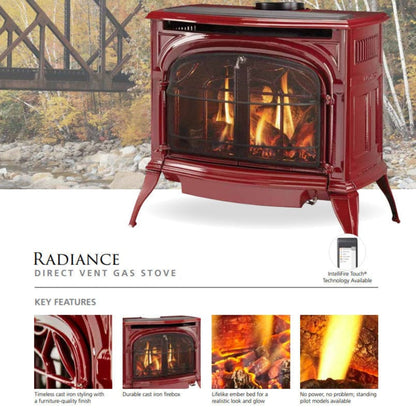 Vermont Castings Radiance Direct Vent Gas Stove with IntelliFire Touch Ignition System - RADVT-IFT-CB