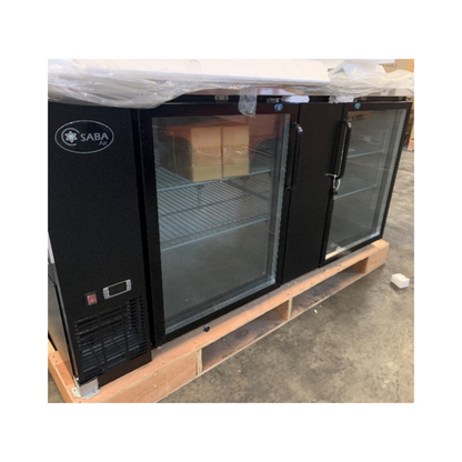 SABA 27" Depth 69" Two Glass Door Commercial Back Bar Cooler (Black 1A) -  SBB-27-69G