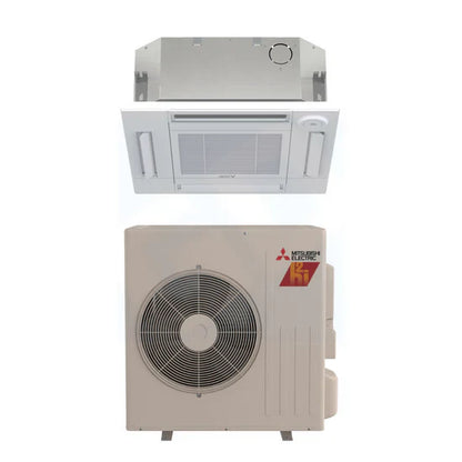Mitsubishi KF 15,000 BTU 17.5 SEER H2i 4-Way Ceiling Cassette Heat Pump System - SLZKF15NAHZ
