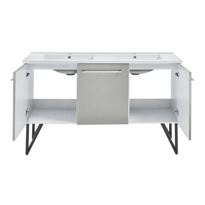 Swiss Madison Annecy 60" Bathroom Vanity in Brushed Grey - SM-BV236 - Backyard Provider