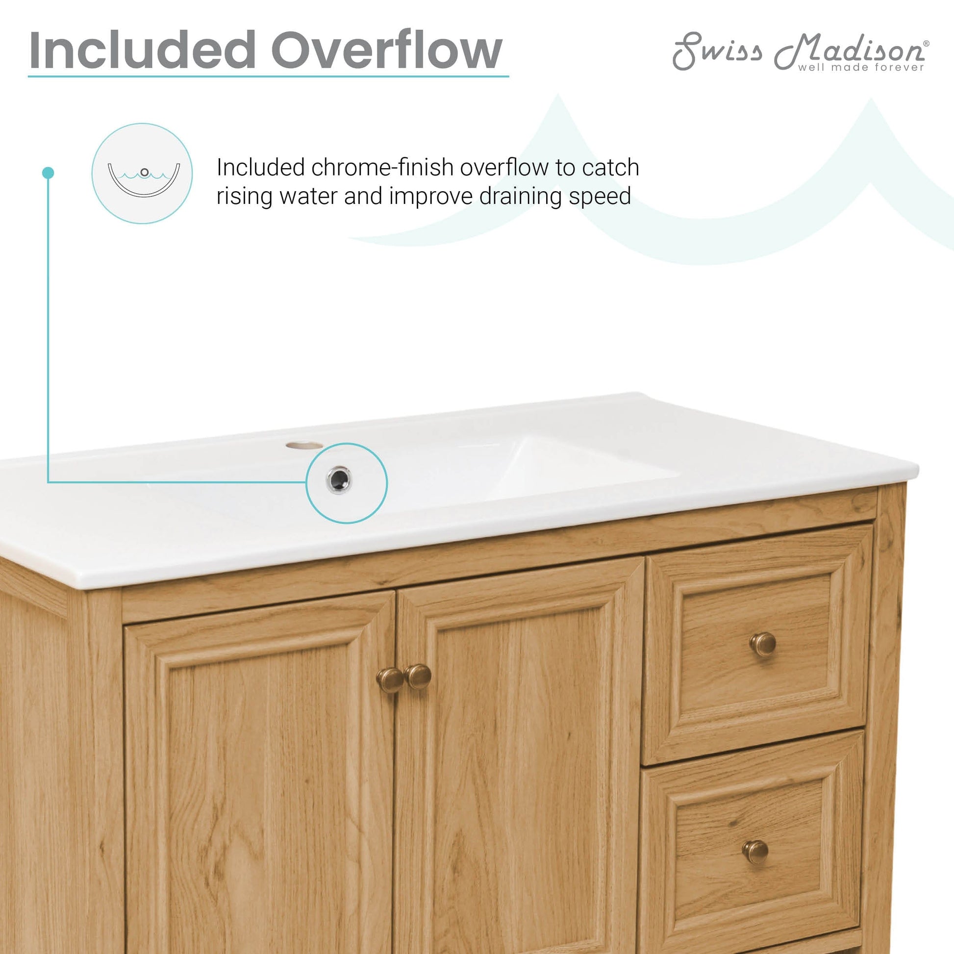 Swiss Madison Château 36" Bathroom Vanity in Natural Oak - SM-BV241 - Backyard Provider