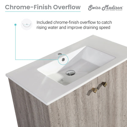 Swiss Madison Eclair 36" Bathroom Vanity in Oak - SM-BV343 - Backyard Provider