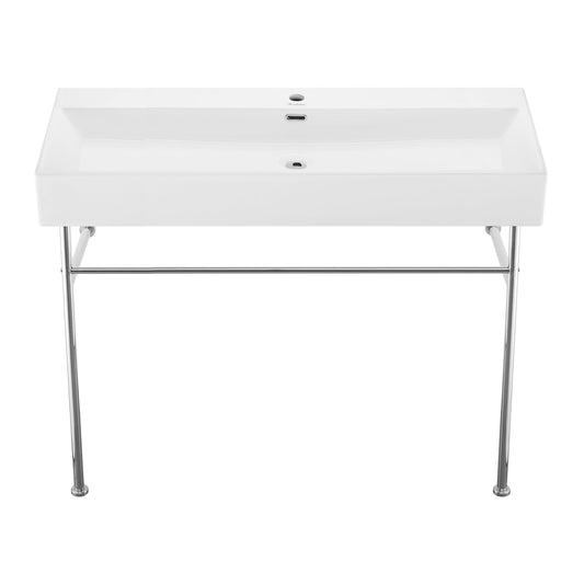 Swiss Madison Claire 40" Console Sink White Basin Chrome Legs - SM-CS714 - Backyard Provider