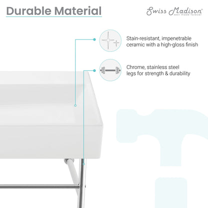 Swiss Madison Claire 40" Console Sink White Basin Chrome Legs - SM-CS714 - Backyard Provider