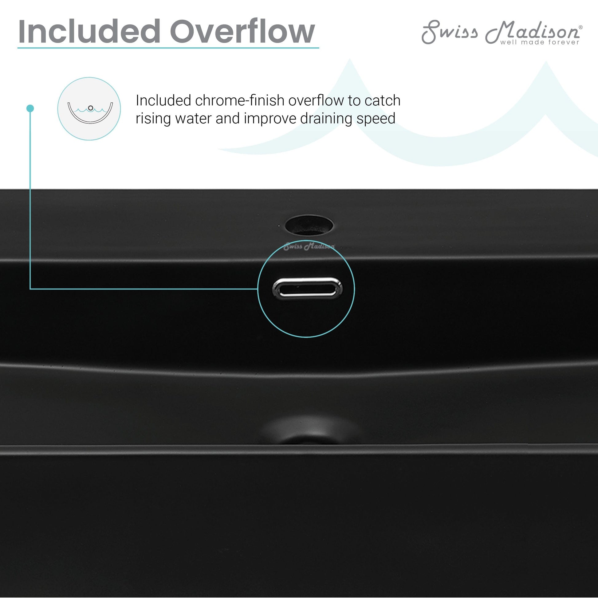 Swiss Madison Claire 40" Console Sink Matte Black Basin Chrome Legs - SM-CS764 - Backyard Provider