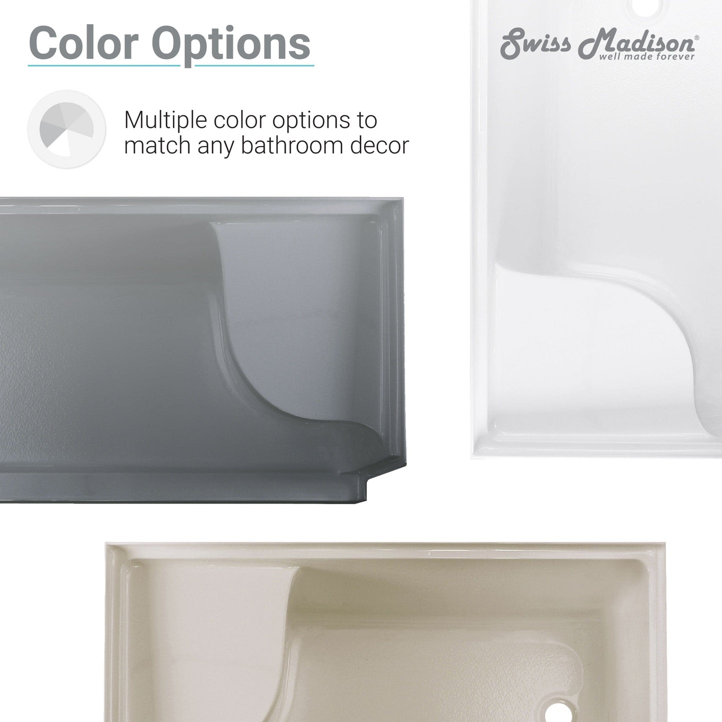 Swiss Madison Aquatique 60" x 32" Right Drain, Shower Base - SM-SB538W - Backyard Provider