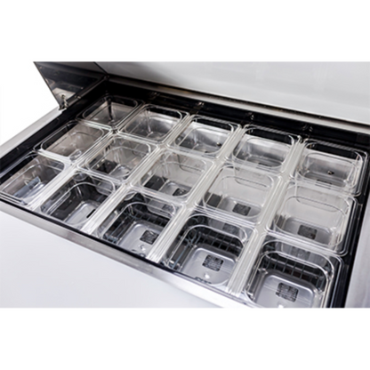 Saba - SPS-36-15M Commercial 36" 15 Pan Salad Sandwich Food Prep Table Refrigerator - SPS-36-15M