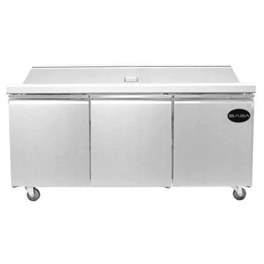 Saba - SPS-72-30M 70" Commercial 30 Pan Salad Sandwich Food Prep Table Refrigerator - SPS-72-30M