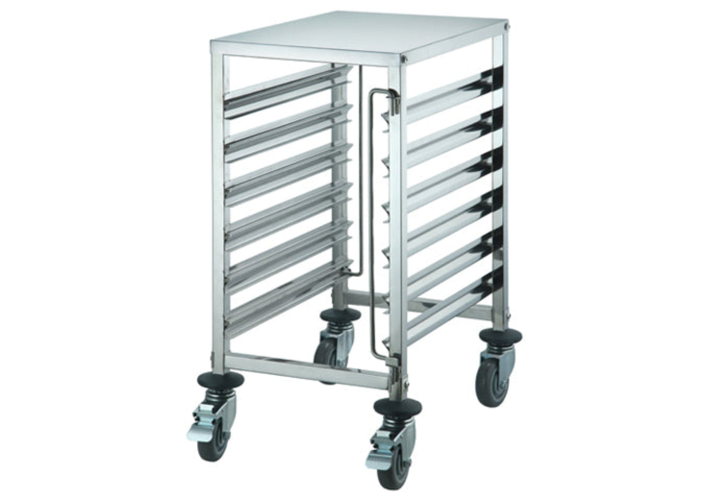 Winco SRK-12 12-Tier Stainless Steel End-Load Steam Table Pan / Bun Tray Racks with Brakes - WNSRK-12