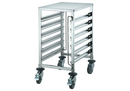 Winco SRK-12 12-Tier Stainless Steel End-Load Steam Table Pan / Bun Tray Racks with Brakes - WNSRK-12