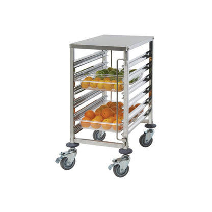 Winco SRK-12 12-Tier Stainless Steel End-Load Steam Table Pan / Bun Tray Racks with Brakes - WNSRK-12