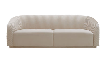 Modway Furniture Yara Plush Velvet Sofa - Elegant Pleated Design with Rolled Arms for Stylish Comfort in Any Space