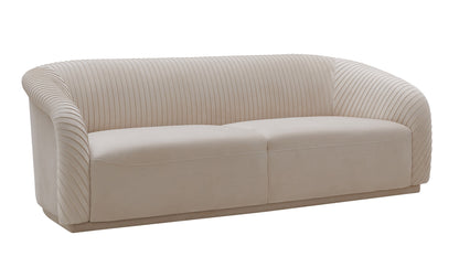 Modway Furniture Yara Plush Velvet Sofa - Elegant Pleated Design with Rolled Arms for Stylish Comfort in Any Space