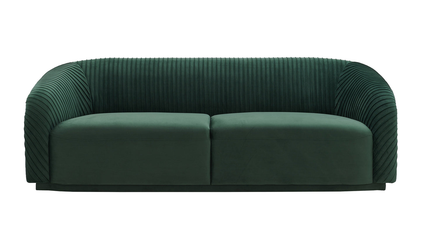 Modway Furniture Yara Plush Velvet Sofa - Elegant Pleated Design with Rolled Arms for Stylish Comfort in Any Space