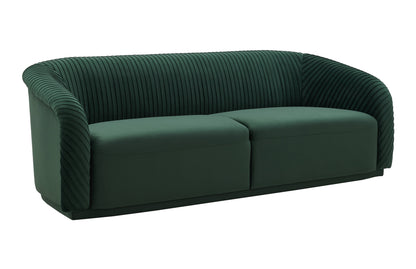 Modway Furniture Yara Plush Velvet Sofa - Elegant Pleated Design with Rolled Arms for Stylish Comfort in Any Space