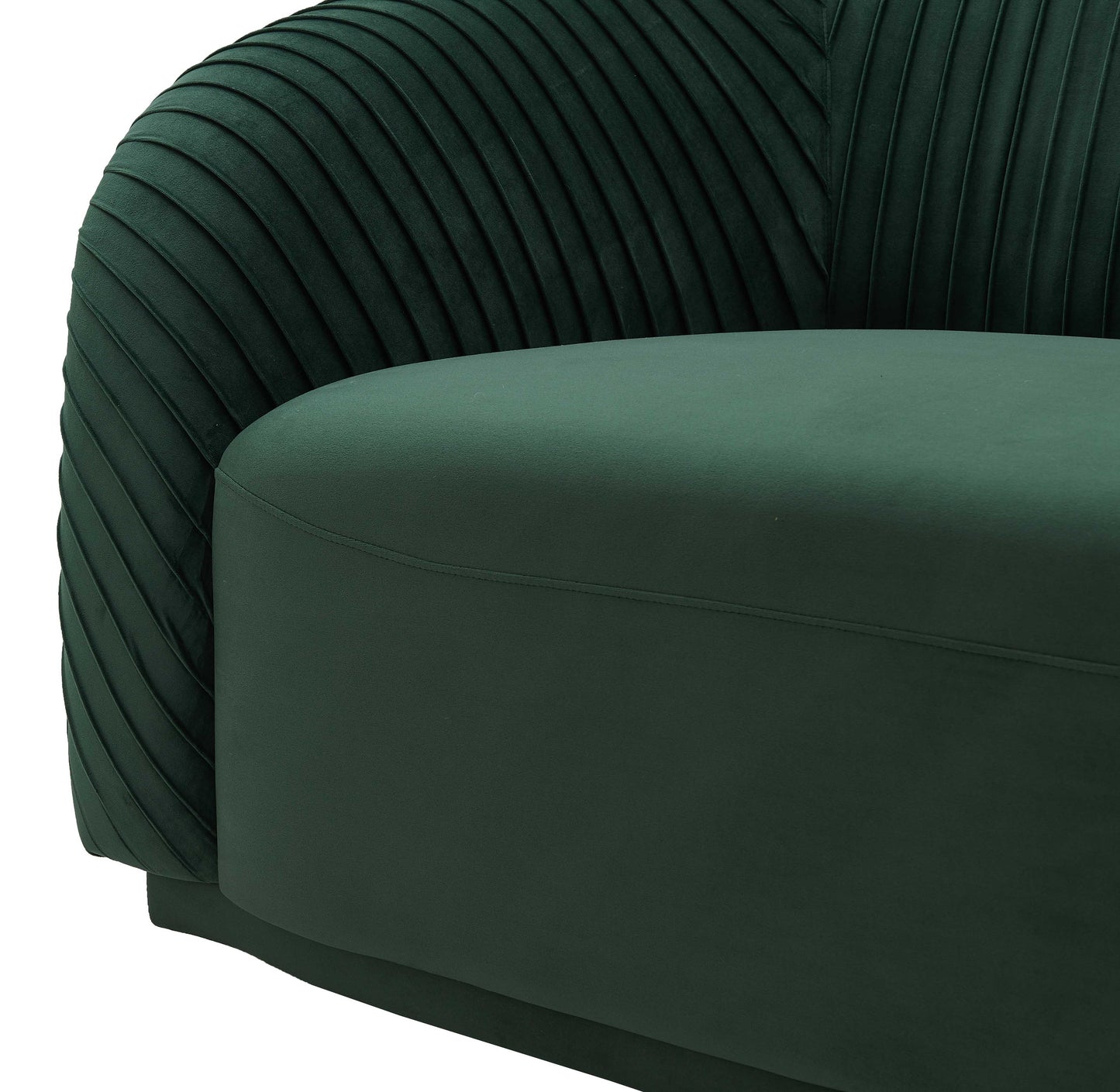 Modway Furniture Yara Plush Velvet Sofa - Elegant Pleated Design with Rolled Arms for Stylish Comfort in Any Space