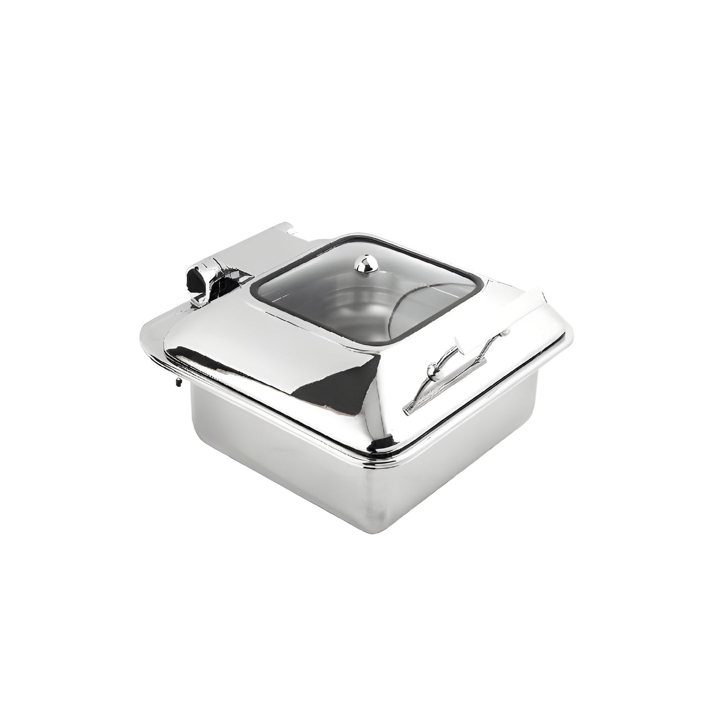 Wundermaxx Glück Stainless Steel Square Induction Chafing Dish With Glass Lid, L41 x W 45.5 x H 21 cm,  Capacity 6 Litres - 920.115