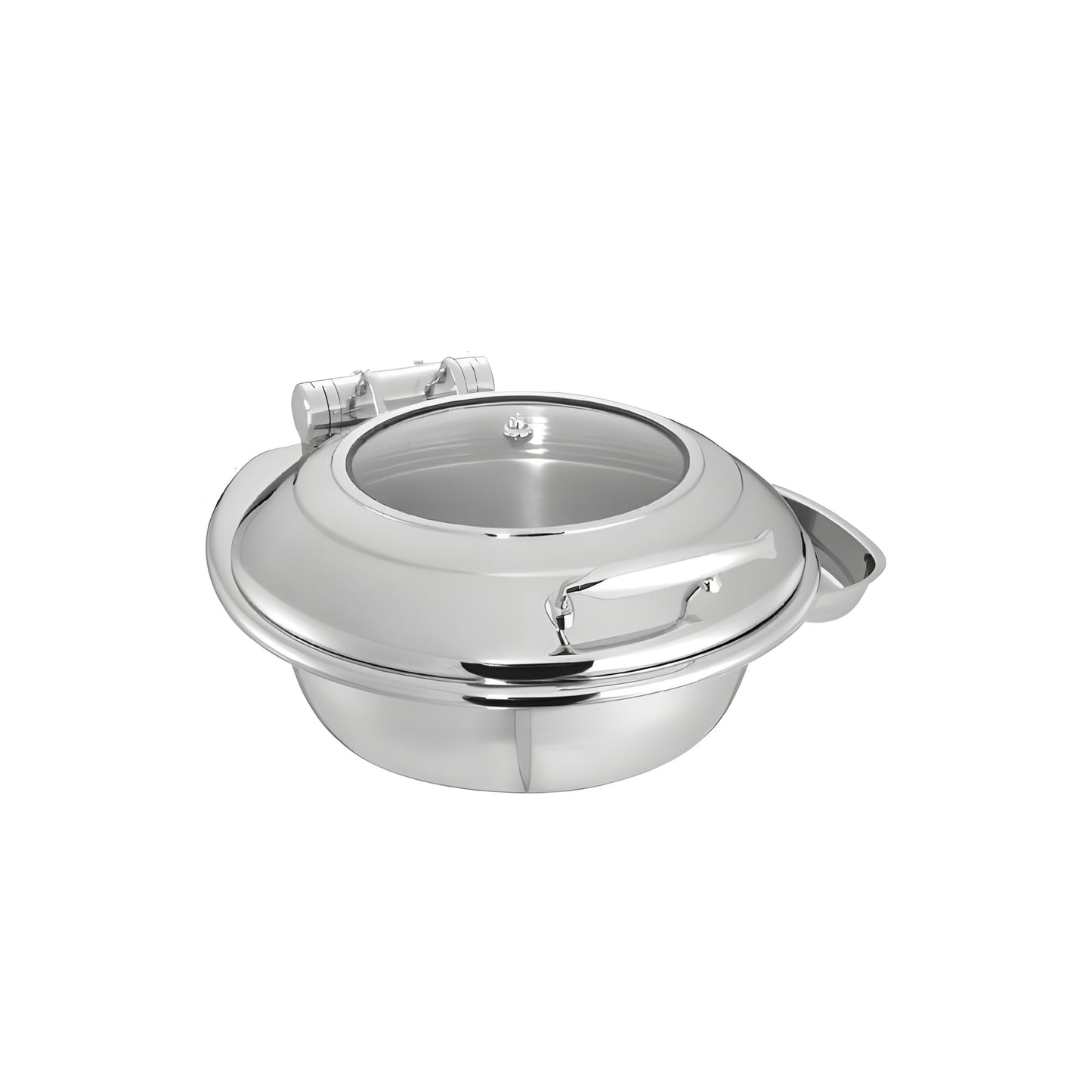 Wundermaxx Glück Stainless Steel Round Induction Chafing Dish With Glass Lid, L 45.5 x W 52 x H 21 cm, Capacity 6 Litres - 920.112