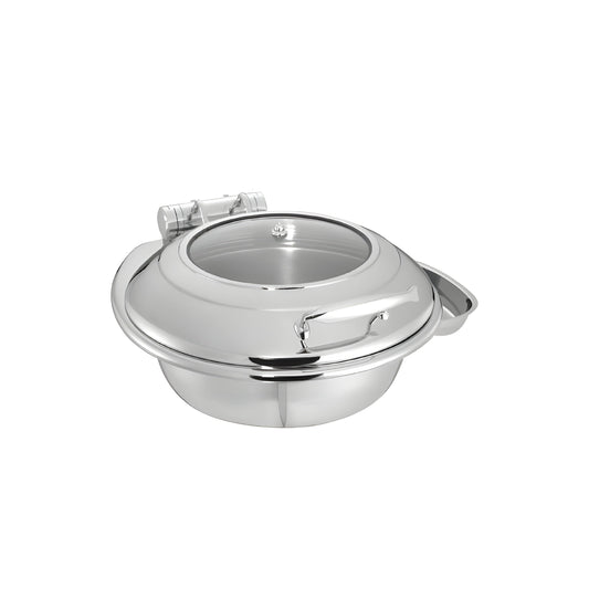 Wundermaxx Glück Stainless Steel Round Induction Chafing Dish With Glass Lid, L 45.5 x W 52 x H 21 cm, Capacity 6 Litres - 920.112