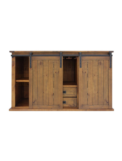 Vinotemp Rustic Wine Credenza with Sliding Doors - B Stock - VT-RUSTICRED3D