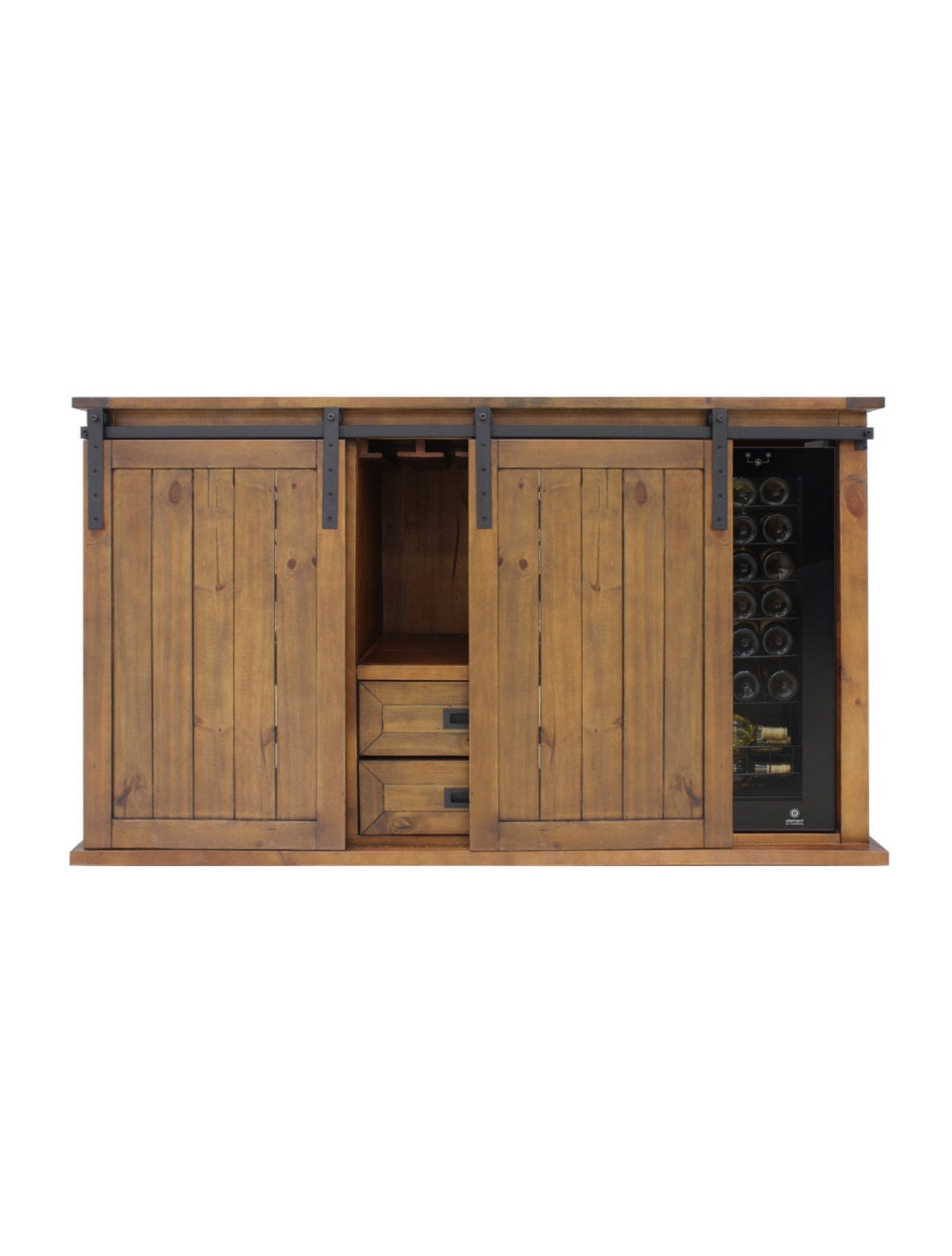 Vinotemp Rustic Wine Credenza with Sliding Doors - B Stock - VT-RUSTICRED3D
