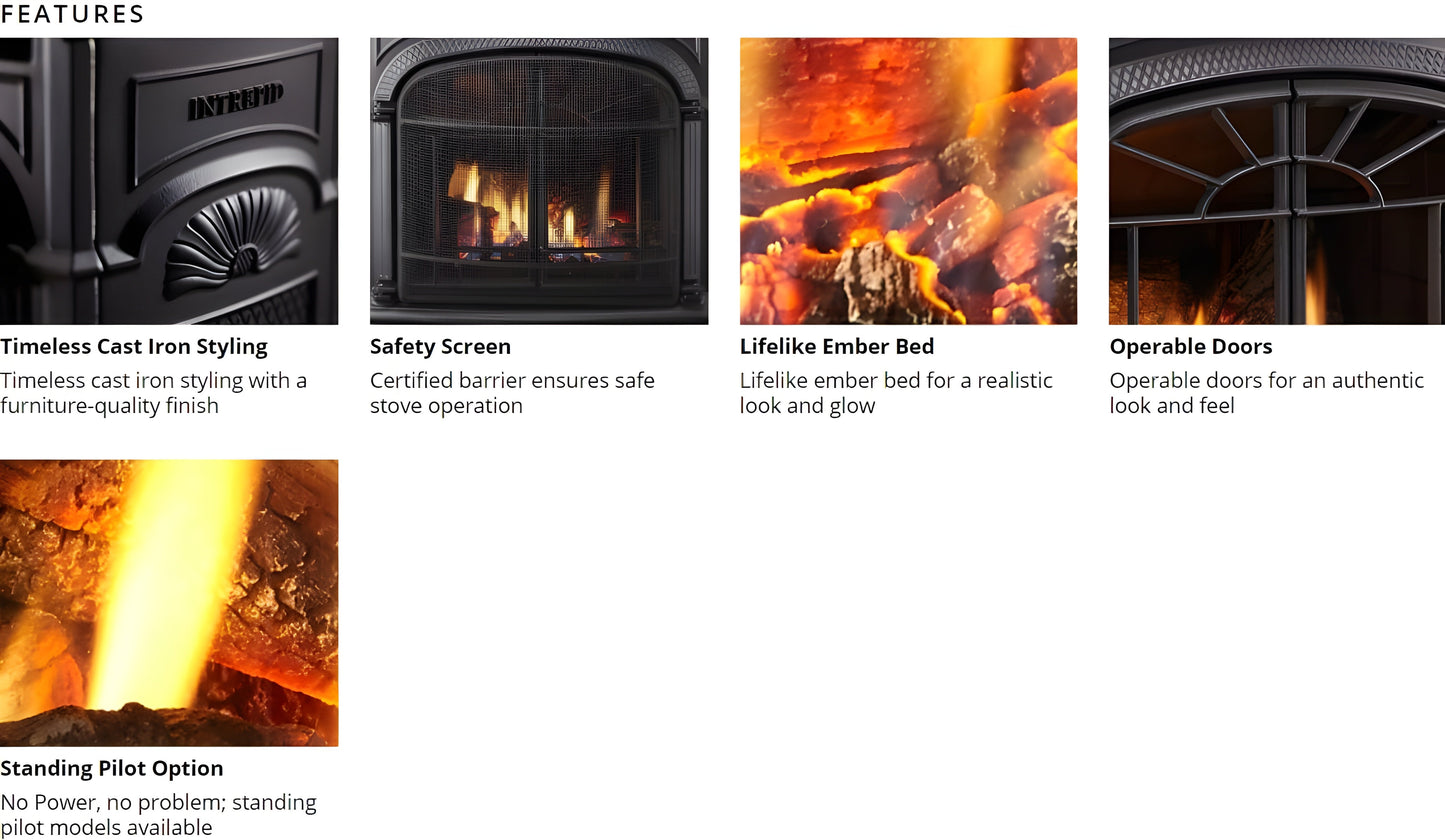 Vermont Castings Intrepid Direct Vent Natural Gas Stove with Millivolt Ignition -  INDVRBDSB