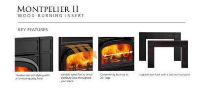 Vermont Castings Montpelier II Cast Iron Wood Burning Fireplace Insert - MONTP-II-CB