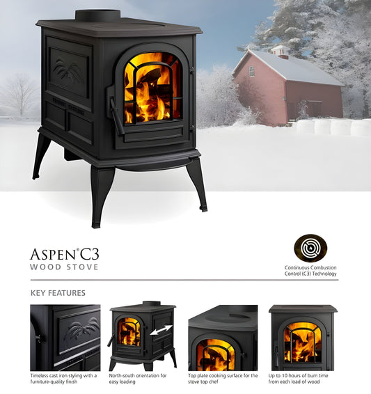 Vermont Castings Aspen C3 Wood Burning Stove - 0002505